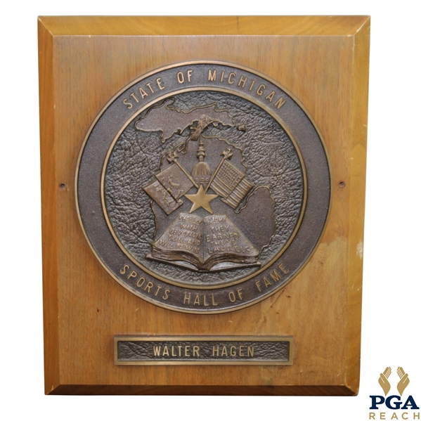 Walter Hagen's Awarded State of Michigan Sports Hall of Fame Plaque