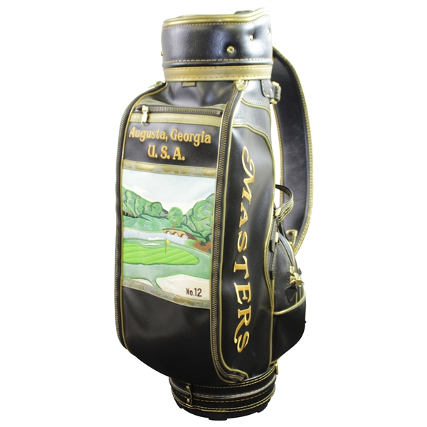 Vintage Masters Mizzuno Full Size Black with Gold Trim Golf Bag with Embroidered Hole No. 12