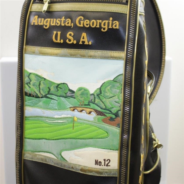 Vintage Masters Mizzuno Full Size Black with Gold Trim Golf Bag with Embroidered Hole No. 12