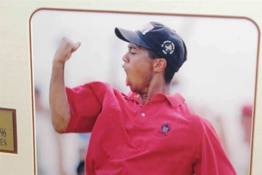 Tiger Woods Signed 1996 US Amateur at Pumpkin Ridge Sunday Ticket #4913 Display - Framed JSA ALOA