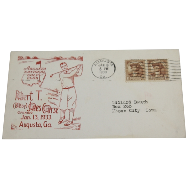 1933 Augusta National GC Bobby Jones Golf Course Opening Day Cover - Red Ink