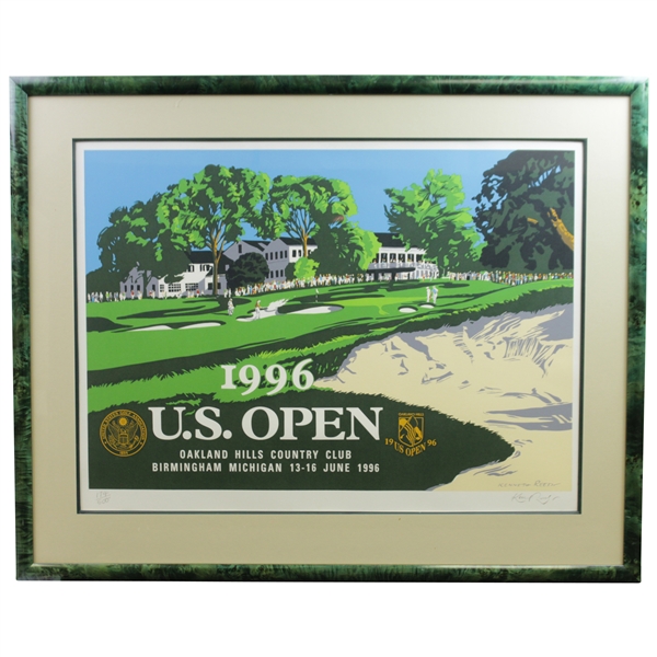 1996 US Open at Oakland Hills CC Ltd Ed Ken Reed Poster 174/500 - Framed