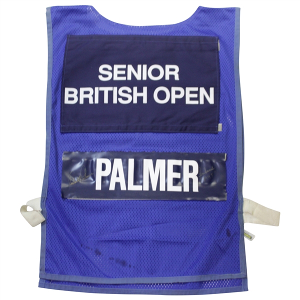 Arnold Palmer Twice Signed 1995 Senior British Open Caddie Bib - Wayne Beck Collection JSA ALOA