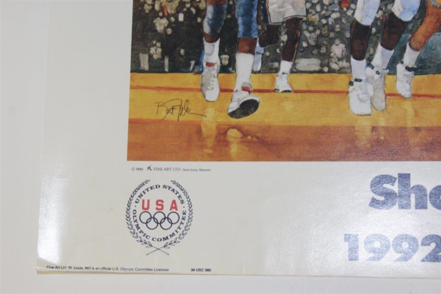 Michael Jordan & Larry Bird Signed 1992 'Shooting For Gold' Poster - Wayne Beck Collection JSA FULL
