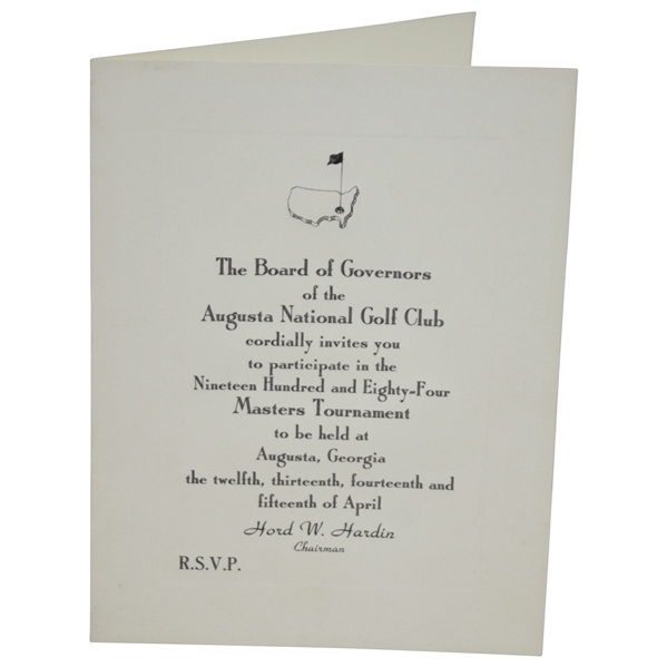 1984 Augusta National Golf Club Masters Tournament Player Invitation