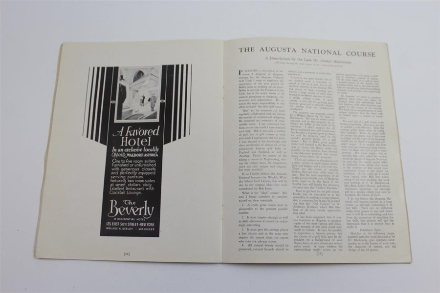 1934 Augusta National Invitation Tournament Program (First Masters) - New Find Sourced From Original Member!