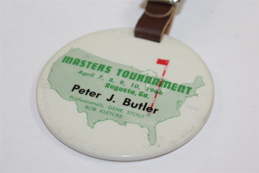 1966 Masters Tournament Contestant Bag Tag Issued to Peter J. Butler - Co leader After 36 Holes