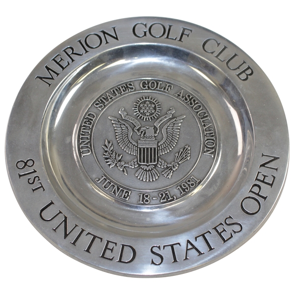 1981 US Open at Merion Golf Club USGA Crest Pewter Plate