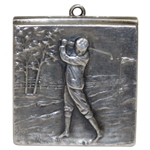 Vintage Sterling Silver Stamp Box with Golfer on the Links Depiction