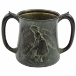 Vintage 1908 Hibernia Golf Club Womens Two-Handled Trophy Mug with Unique Green Wash Finish