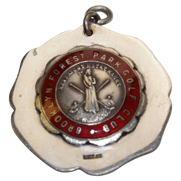 Vintage Brooklyn Forest Park Golf Club Sterling Silver Medal with Enameling & Decorative Disc
