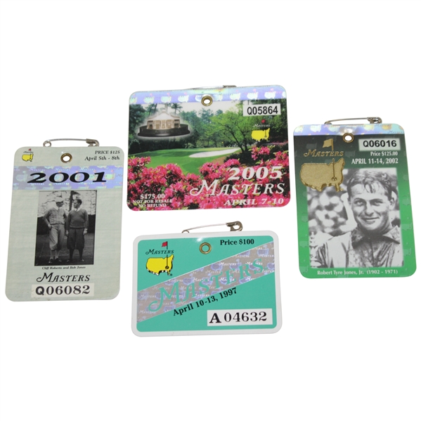 1997, 2001, 2002, & 2005 Masters Tournament SERIES Badge - Tiger Wins Victories