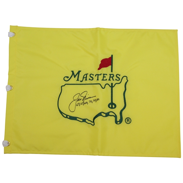 Jack Nicklaus Signed Masters Embroidered Undated Flag with Years Won Inscription JSA ALOA