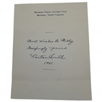 Horton Smith Signed & Dated Best Wishes Note on Biltmore Forest CC Letterhead JSA ALOA