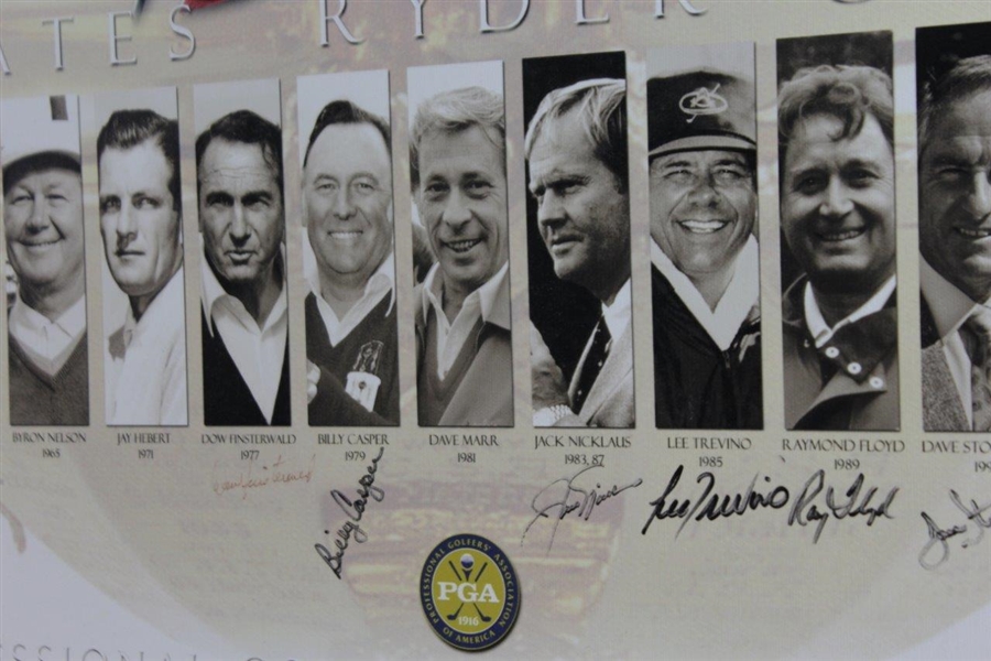 Palmer, Nicklaus, Watson, Multi-Signed By 16 US Ryder Cup Captains Framed Print JSA ALOA