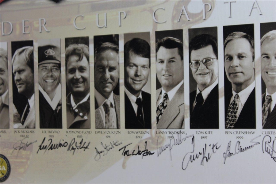Palmer, Nicklaus, Watson, Multi-Signed By 16 US Ryder Cup Captains Framed Print JSA ALOA