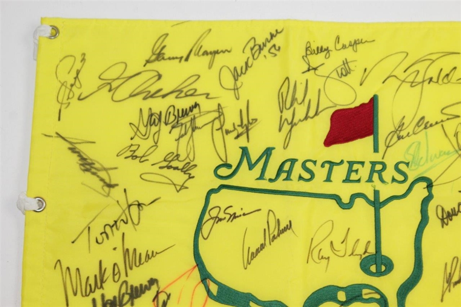 Masters CHAMPS Multi-Signed Undated Flag by 34 with Palmer & Nicklaus Center! JSA ALOA