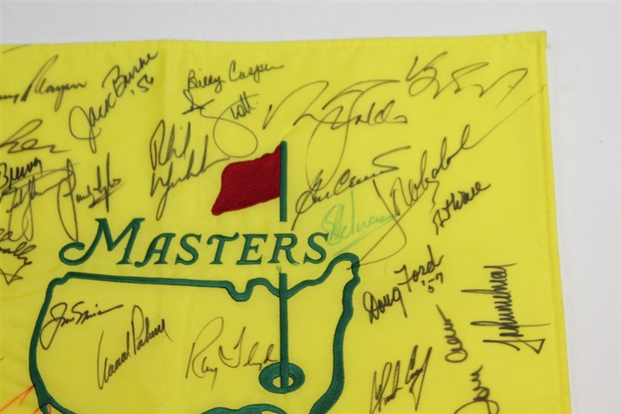 Masters CHAMPS Multi-Signed Undated Flag by 34 with Palmer & Nicklaus Center! JSA ALOA