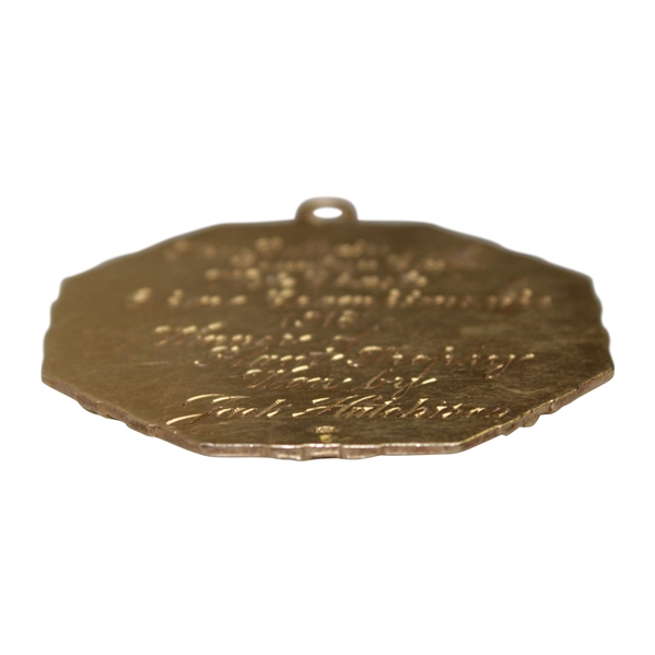 1918 Belleair Country Club West Coast Open Winners Gold Medal Won by Jock Hutchison