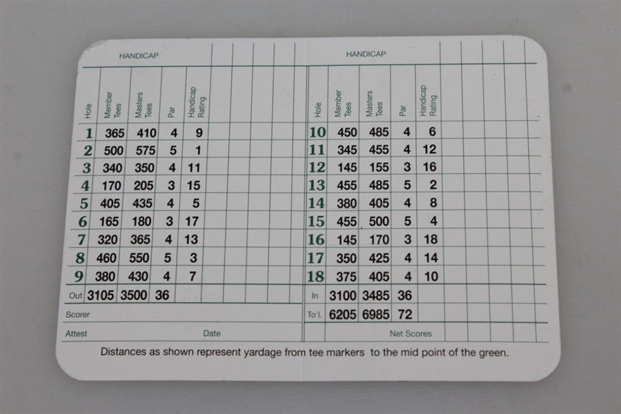 Sixteen (16) Augusta National Golf Club Blank Scorecards - Steve Jones Collection