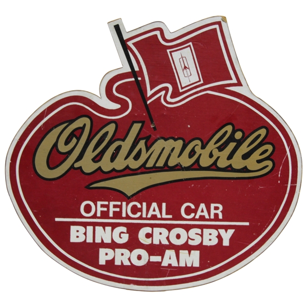 Classic Bing Crosby Pro-Am Oldsmobile Advertising Sign - 14 x 12 1/2