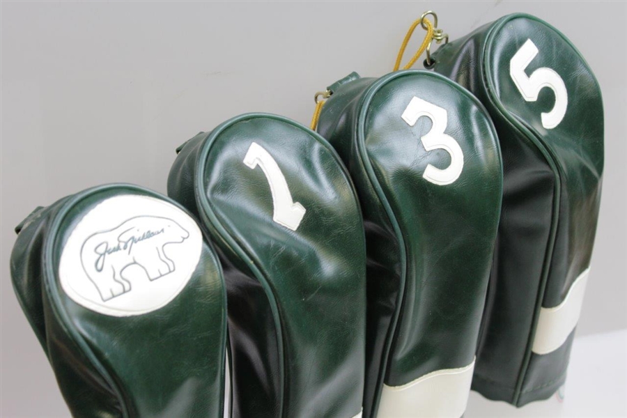 Classic Set of Jack Nicklaus Co. Green & White Vinyl Head Covers