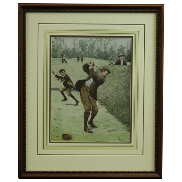 A.B. Frost Golf Print Hand-colored by Meredith Nemin - Framed