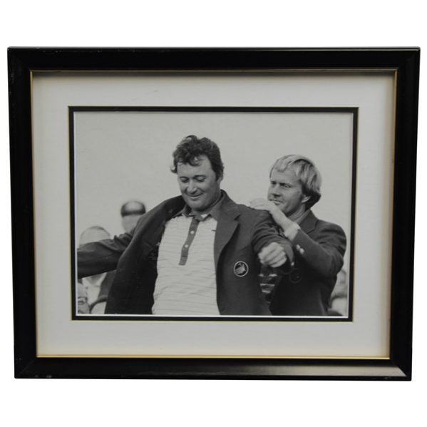 Ray Floyd Personal Framed Photo Receiving Green Jacket from Jack Nicklaus