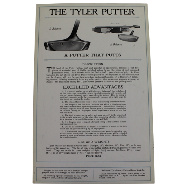 Vintage 'The Tyler Putter: A Putter That Putts' Advertisement 