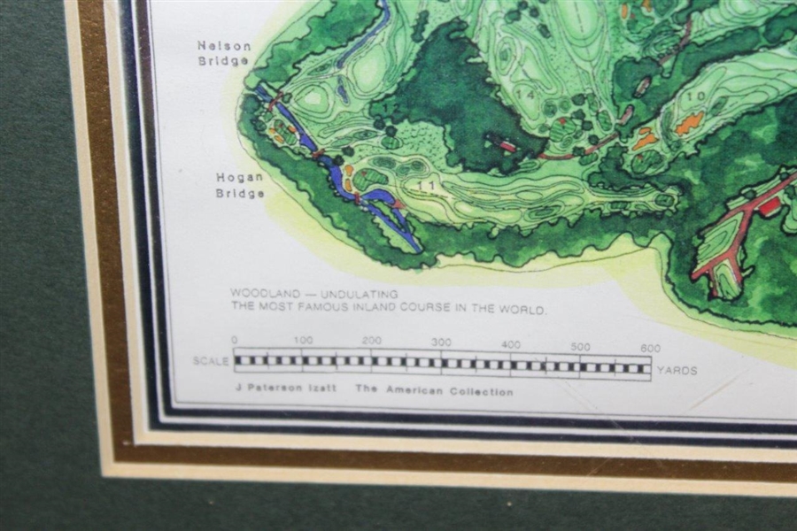 Augusta National Golf Club Course Layout Incl. Par 3 Course Print by Golf Architect J.P. Izatt - Framed