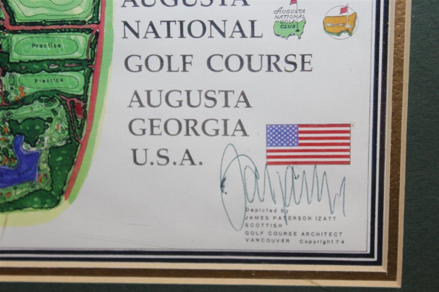Augusta National Golf Club Course Layout Incl. Par 3 Course Print by Golf Architect J.P. Izatt - Framed