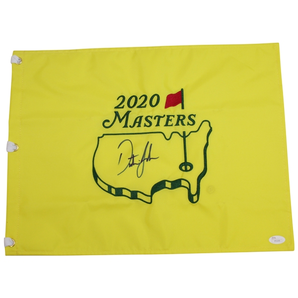 Dustin Johnson Signed 2020 Masters Embroidered Flag - First One! JSA FULL #Z91649 Grade 9 Signature