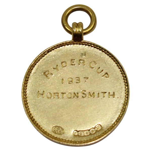 Horton Smith's 1937 Ryder Cup Match PGA 9k Gold Medal