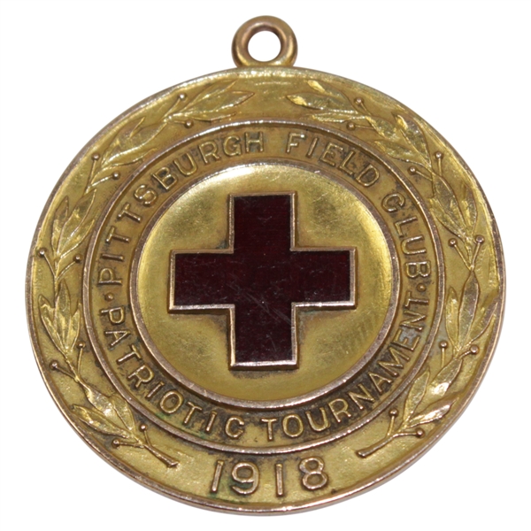 1918 Pittsburgh Field Club Patriotic Tournament 10k Gold Medal Presented to Hall of Famer Jack Hutchison