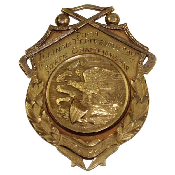 1919 First Illinois Professional Golf State Championship 10k Gold Medal Won by Jock Hutchison