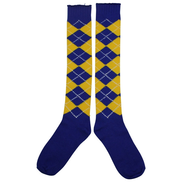 Payne Stewart's Personal Tournament Worn Argyle Socks - Blue & Yellow