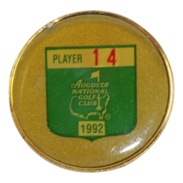 Payne Stewart's 1992 Masters Tournament Contestant Badge #14