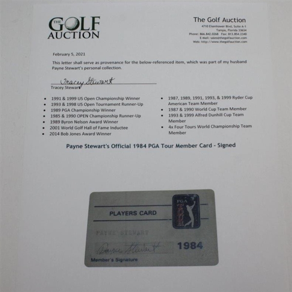 Payne Stewart's Official 1984 PGA Tour Member Card - Signed JSA ALOA