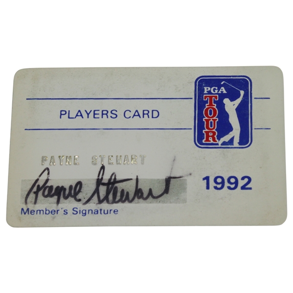 Payne Stewart's Official 1992 PGA Tour Member Card - Signed JSA ALOA