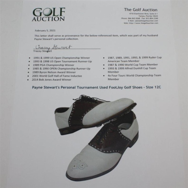 Payne Stewart's Personal Tournament Used FootJoy Golf Shoes  - Size 12C