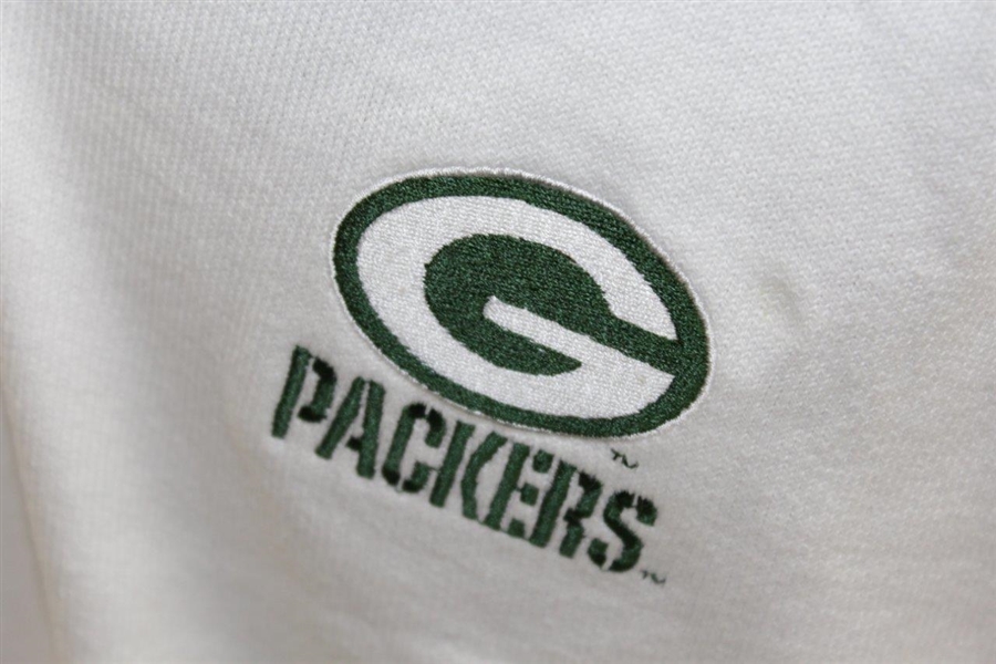 Payne Stewart's Tournament Worn Green Bay Packers Logo White V-Neck Sweater