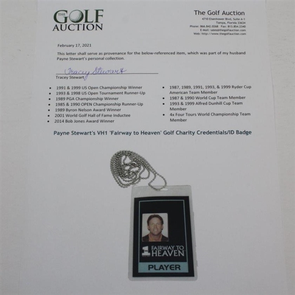 Payne Stewart's VH1 'Fairway to Heaven' Golf Charity Credentials/ID Badge
