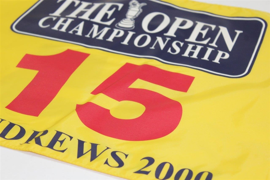 2000 The OPEN Championship at St. Andrews 15th Hole Course Flown Flag - Tiger Win
