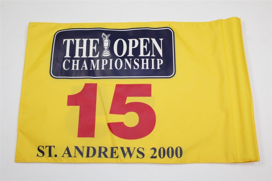 2000 The OPEN Championship at St. Andrews 15th Hole Course Flown Flag - Tiger Win