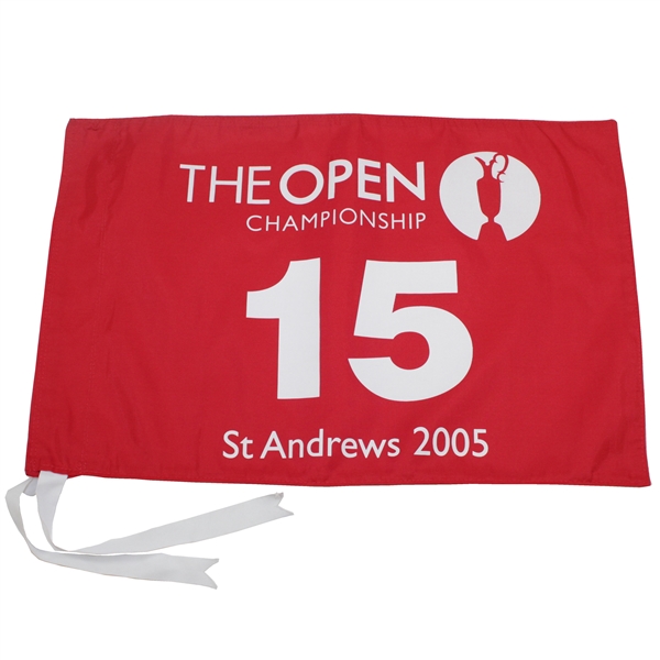 2005 The OPEN Championship at St. Andrews 15th Hole Course Flown Flag - Tiger Win