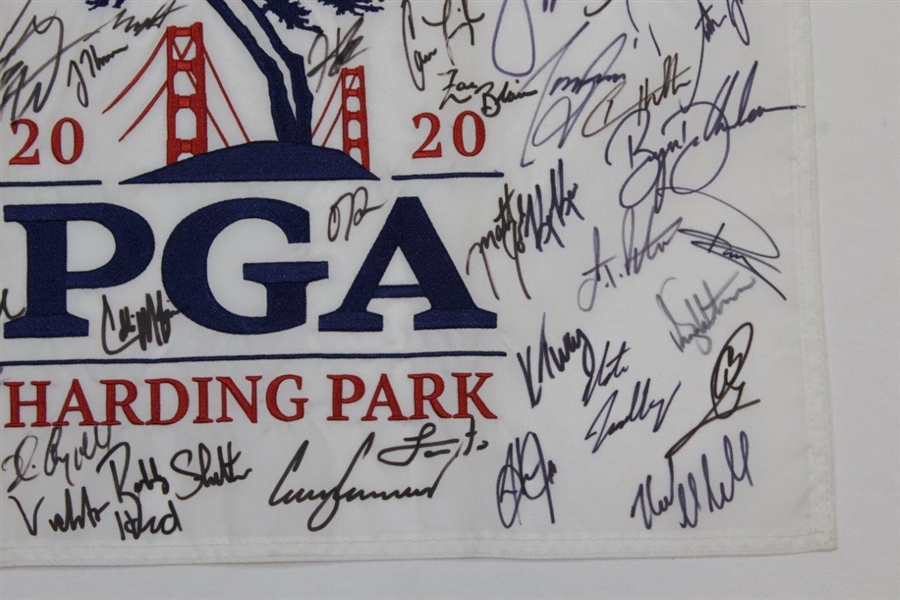 Champion Colin Morikawa & Most of Field Signed 2020 PGA at Harding Park Embroidered Flag JSA ALOA