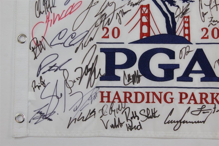 Champion Colin Morikawa & Most of Field Signed 2020 PGA at Harding Park Embroidered Flag JSA ALOA