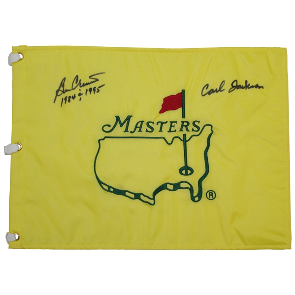 Ben Crenshaw & Caddy Carl Jackson Signed Masters Undated Embroidered Flag with Dates Won JSA ALOA