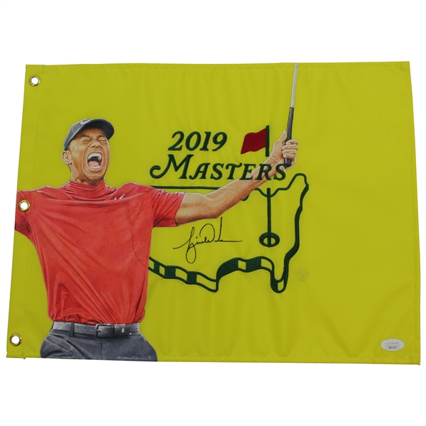 Tiger Woods Signed Custom 1/1 Painted 2019 Masters Embroidered Flag JSA FULL #BB22391