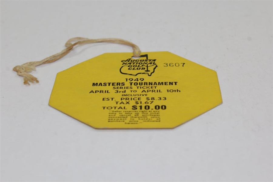 1949 Masters Tournament SERIES Badge #3607 with Original String - Top Condition!